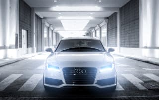 Divine White Audi A7 S-Line with glowing lights