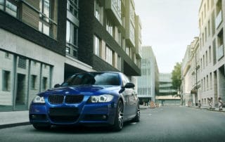 Blue car BMW 5 series E90/E91