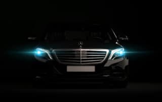 Mercedes-Benz S-class S500 AMG stylish luxury business class car, w222, on dark background. 3d render