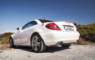 White Mercedes-Benz SLK 200, rear view
