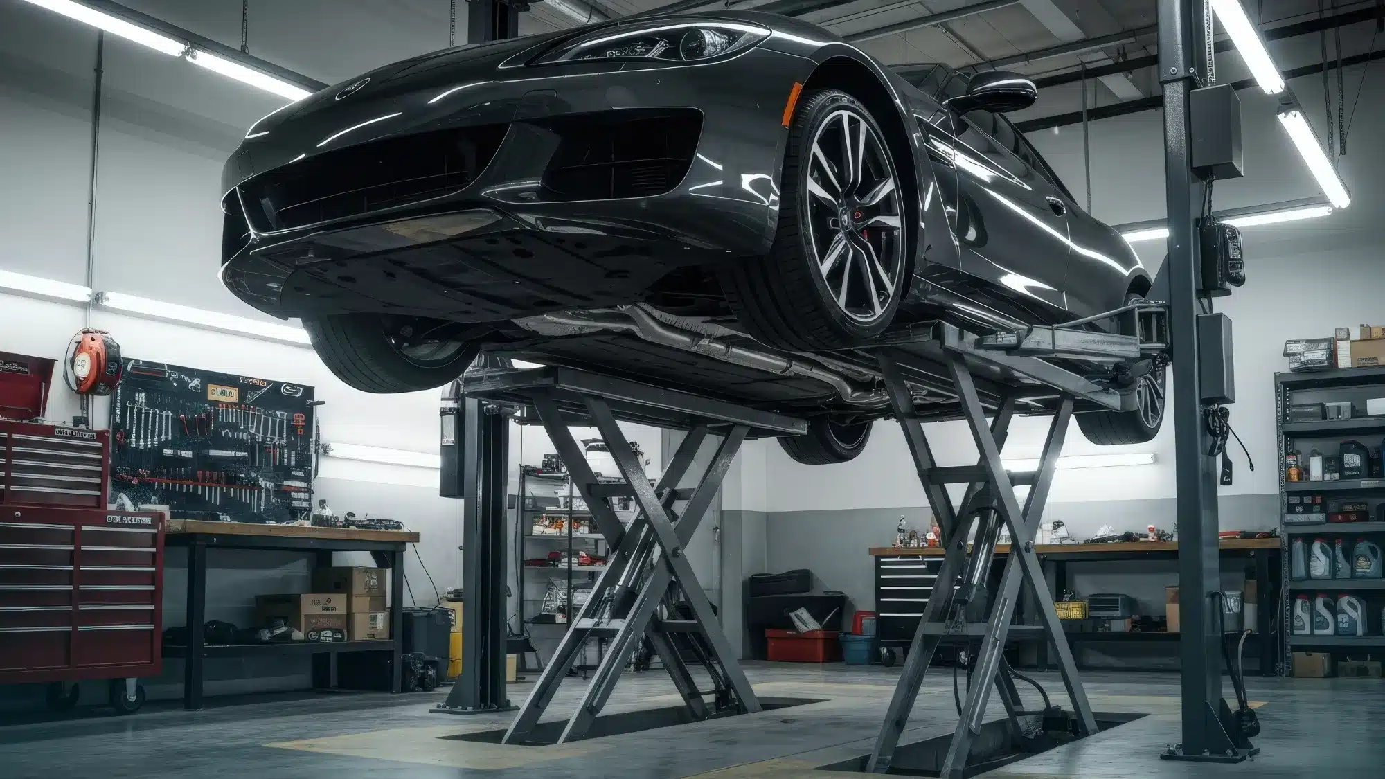 Technician servicing a European luxury car in a professional auto repair shop, highlighting the differences between European and domestic auto repair services at Foreign Affairs Auto