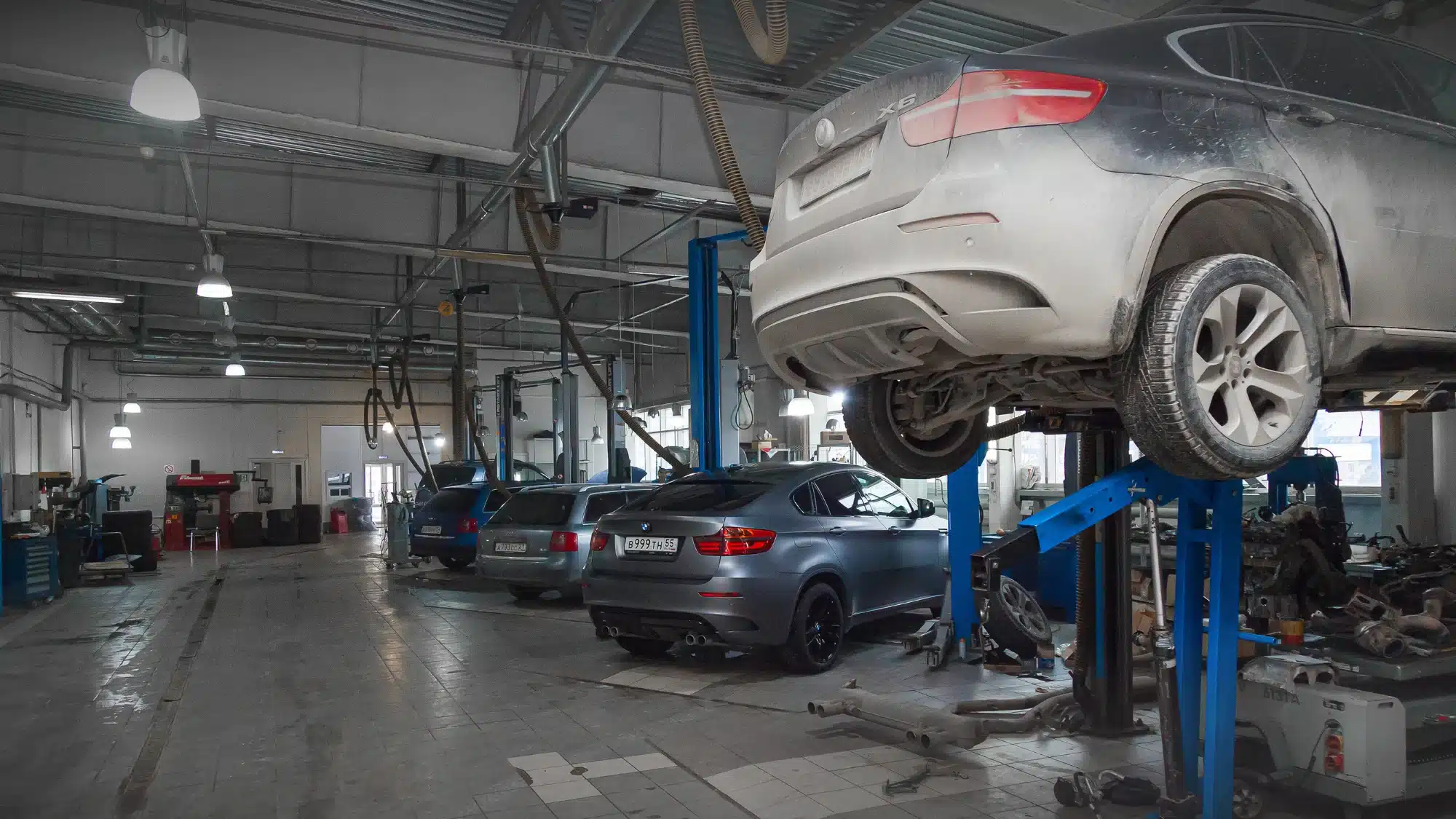 BMW car being repaired in a garage in West Palm Beach