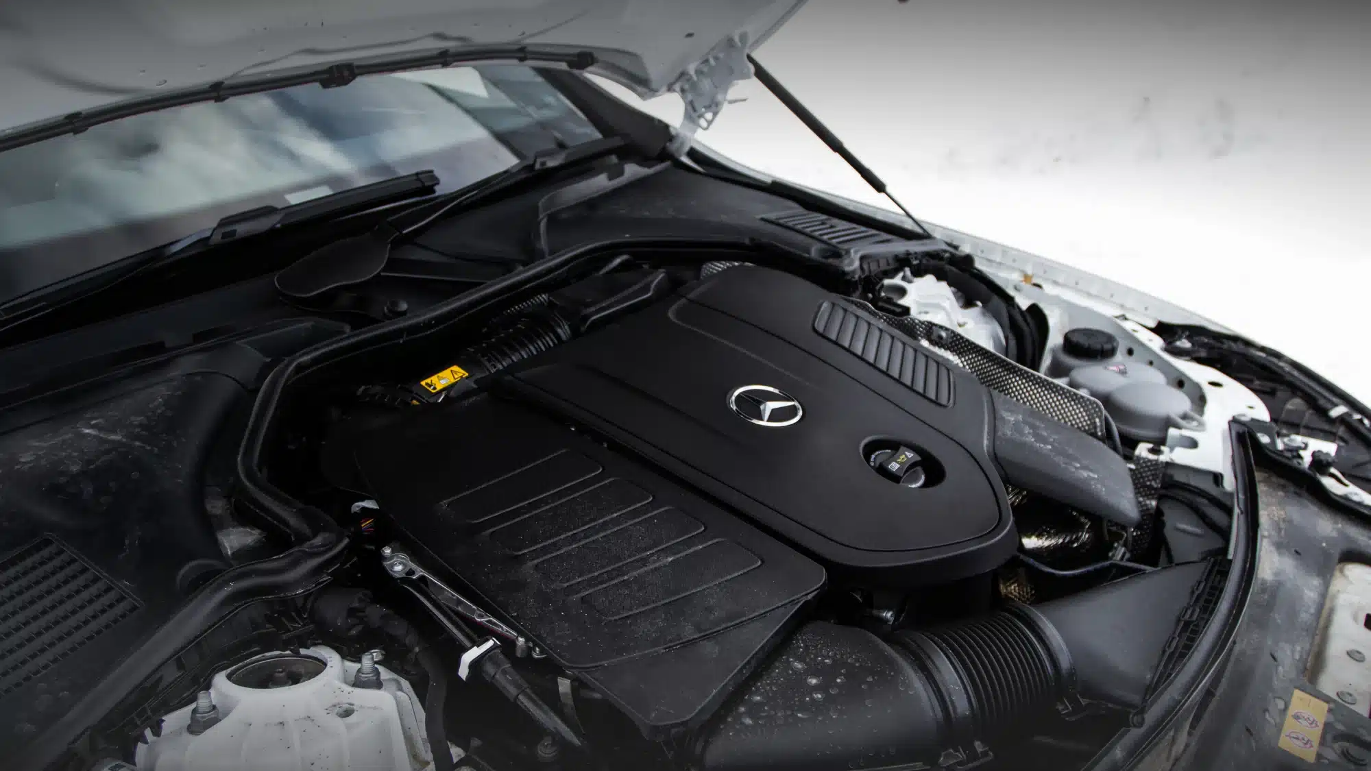 Close-up of a Mercedes repair in West Palm Beach workshop.